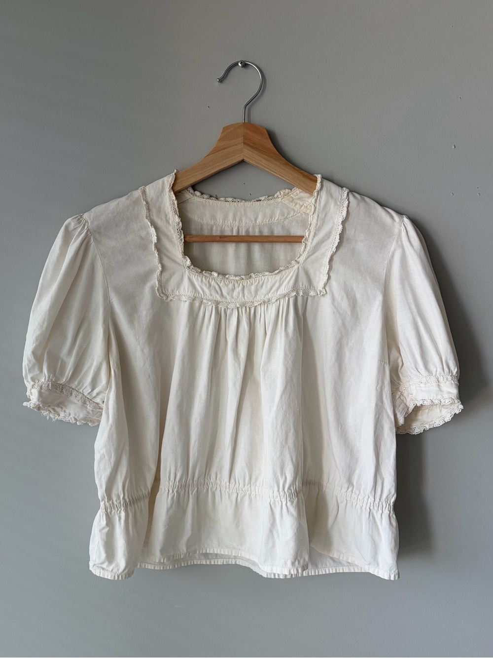 Edwardian Cotton Babydoll Blouse - Cream / Ivory